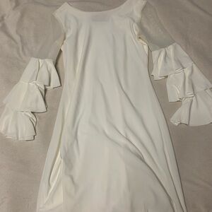 Un Deux Trois Cream Ruffle Sleeve Dress